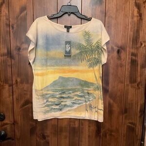 Ralph Lauren Short-Sleeve Sunset Beach Graphic Tee - Yellow & Blue
